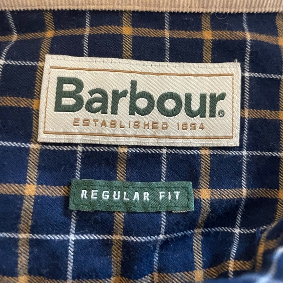 Men’s Barbour Navy Plaid Button Down, Size Small - Picture 5 of 5